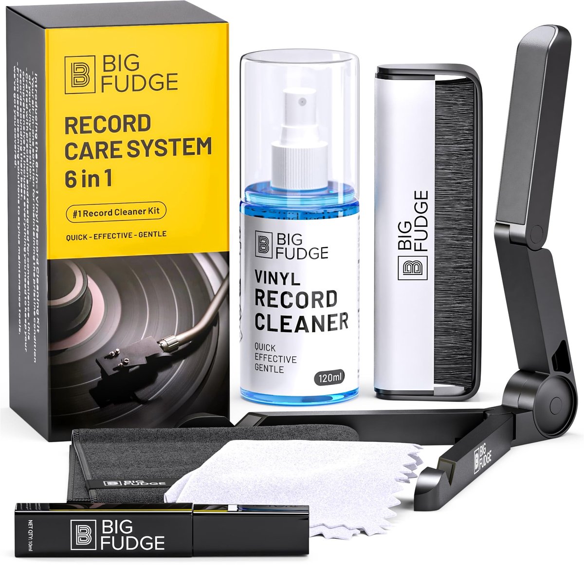 Allecto - Vinyl lp cleaning set - 6-in-1 set voor optimale zorg - Inclusief reinigingsoplossing en accessoires - Perfect voor platenliefhebbers - V...