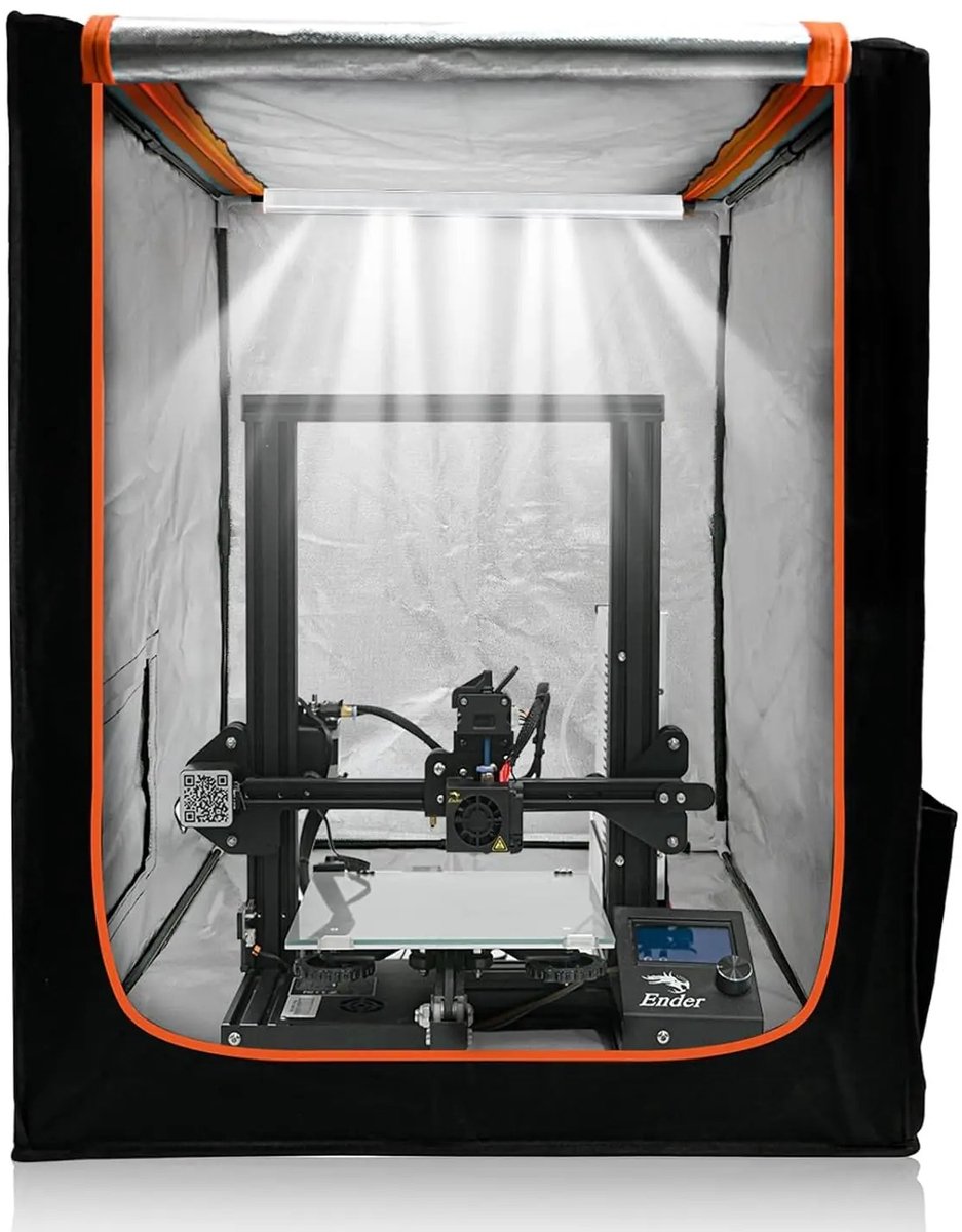 Emvae 3D Printer Enclosure - 3D printer accessoire - 3D Printer Behuizing - 3d Printer Hoes - Met LED-verlichting en Geluidsisolatie - 65 x 55 x 75 cm