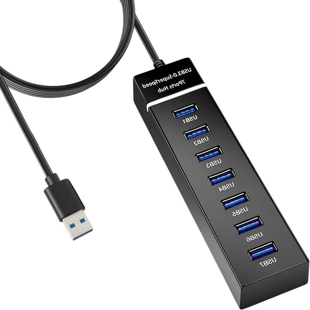 USB Hub - Poortvermenigvuldiger - Apparaten Aansluiten - 7 Poorten - 1.2 m kabel - Zwart
