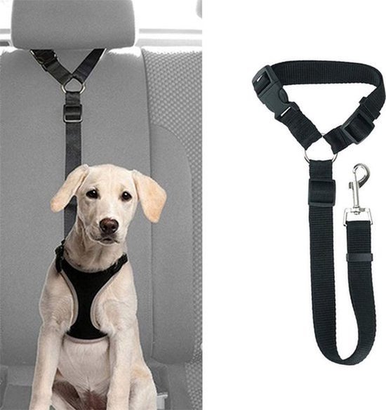Knaak Autogordel Hond - Verstelbare Hondengordel Auto - Veiligheidsriem - Zwart - 42.5 tot 90 cm
