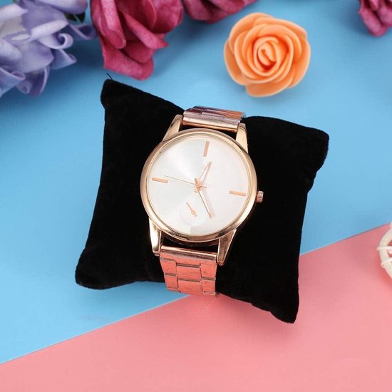 PandaHall 20st fluwelen kussen sieraden armband horloge display, met spons, zwarte rechthoek, 8.8x7.6x4.3cm