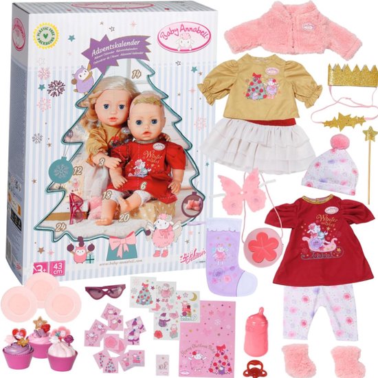 Adventskalender 709634 Poppen Adventskalender met 24 Verrassingen Kleding en Accessoires voor Baby Annabell