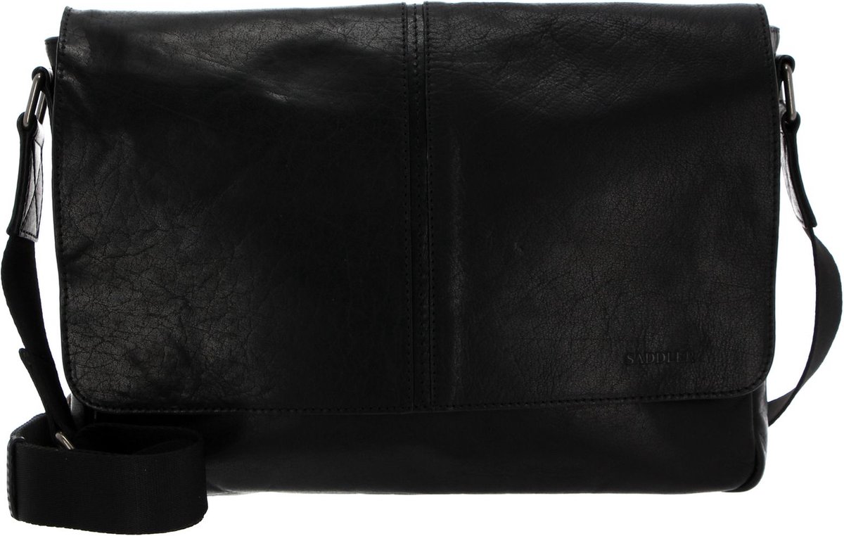 SADDLER Schoudertas Laptoptas met laptopvak Enzo Shoulder Bag Black Zwart
