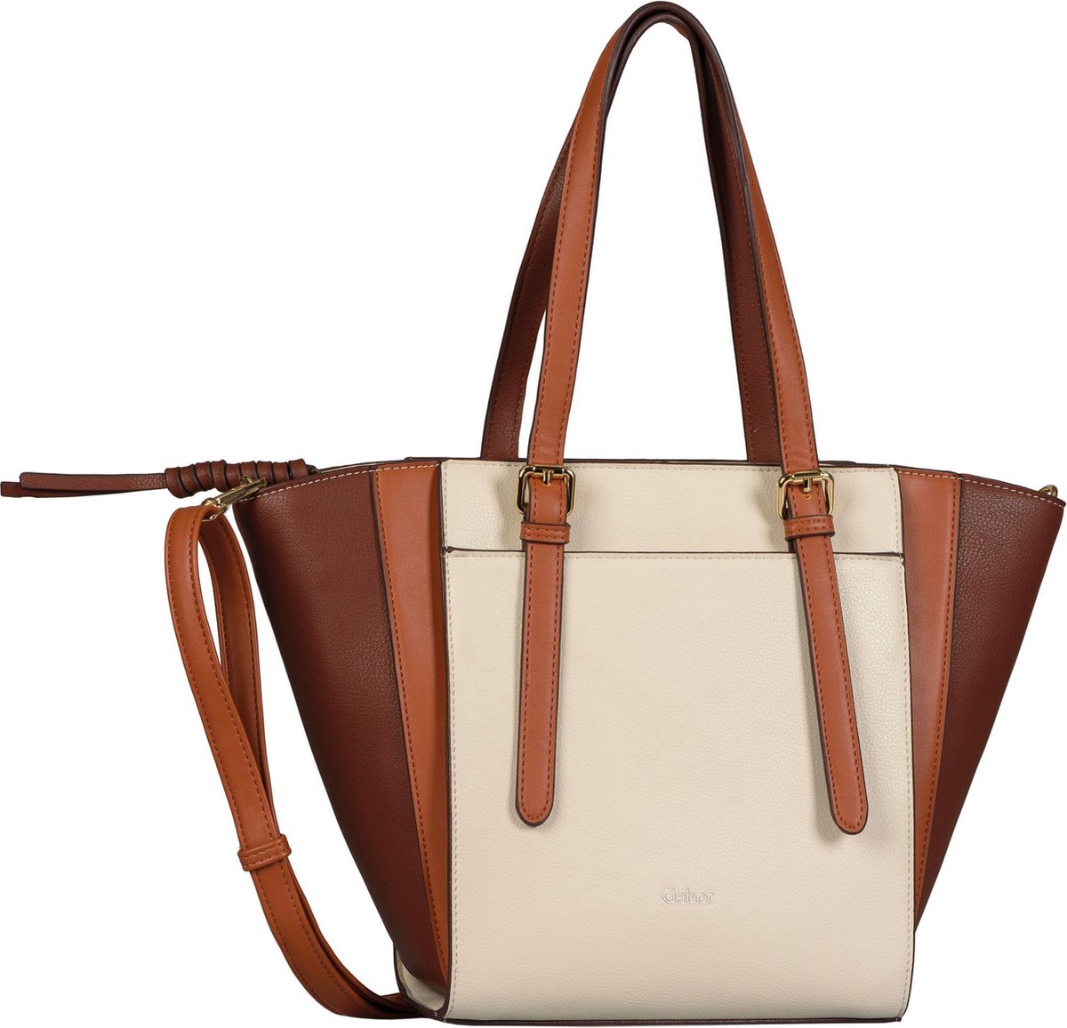 Gabor Handtas Schoudertas Tamina Zip Shopper Mixed Cognac Beige Bruine