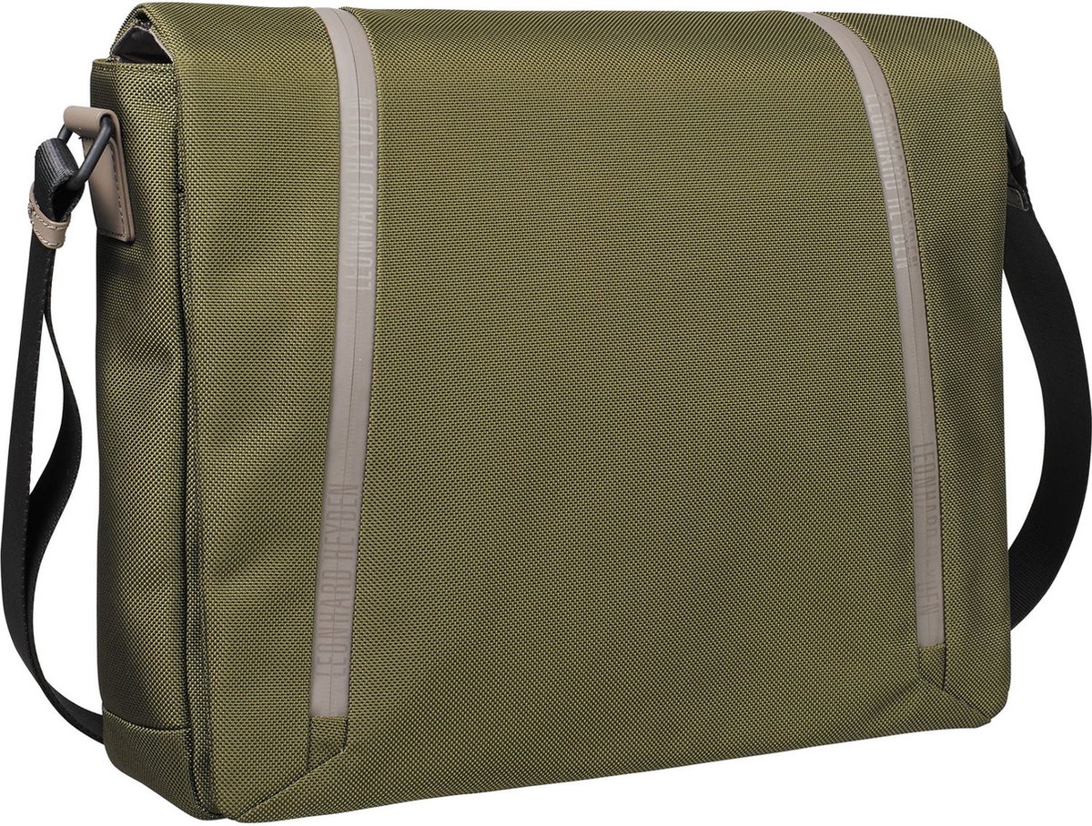 LEONHARD HEYDEN schoudertas laptoptas met laptopvak Helsinki Umhängetasche 7126 Olive olijfgroen
