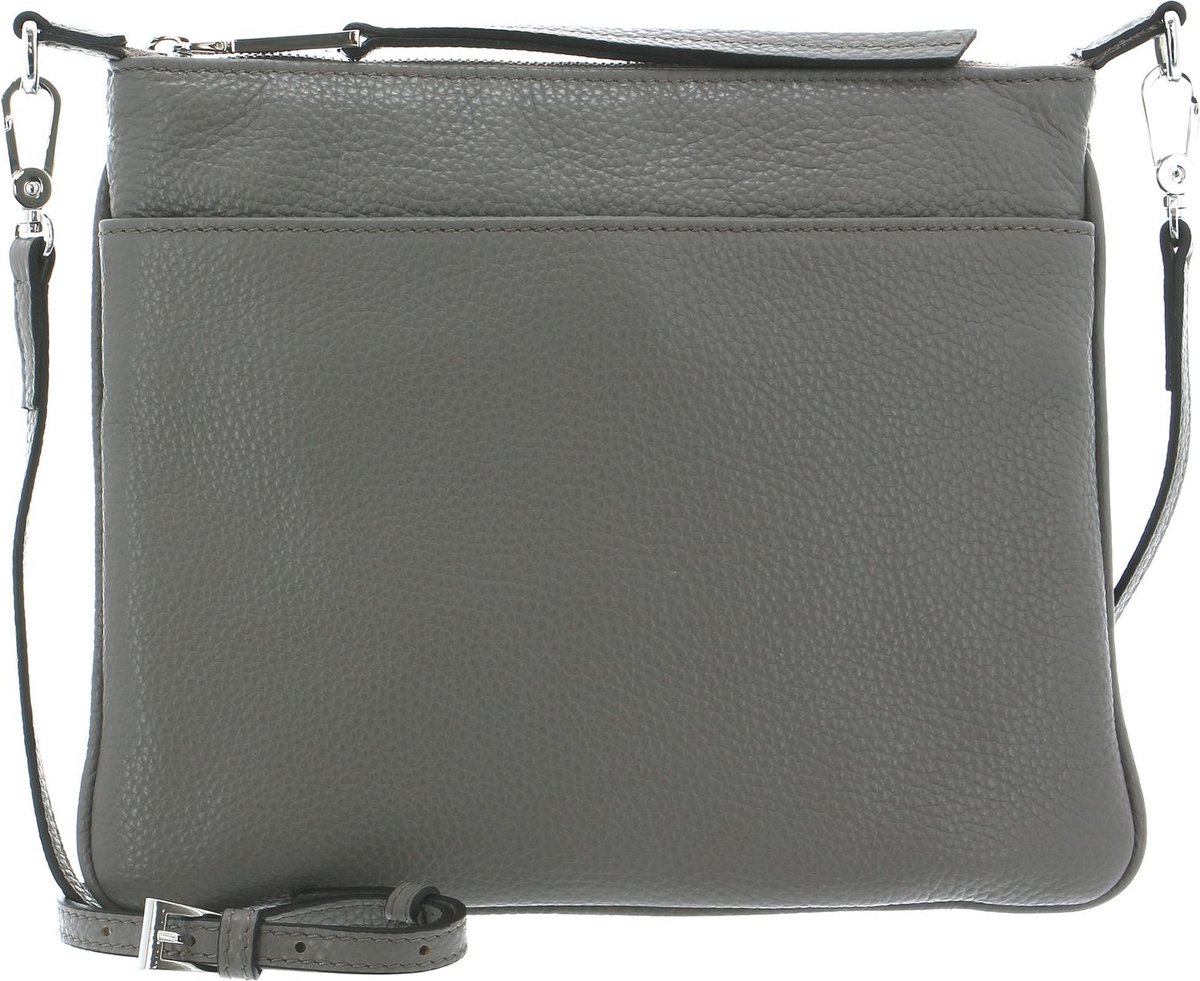 abro Leren Schoudertas Leather Adria Crossbody Bag Onefold Zinc Grijs