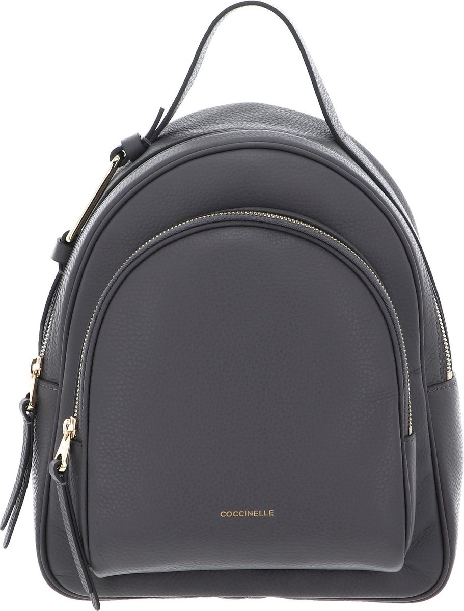 COCCINELLE Leren Vrije tijd rugzak Rugzak Malory Backpack Grained Leather Grafite Grijs