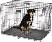 Brixy Hondenbench - Bench Voor Honden - Maat M - Opvouwbaar - 76 x 47 x 54 CM - 2 Deuren - Zwart