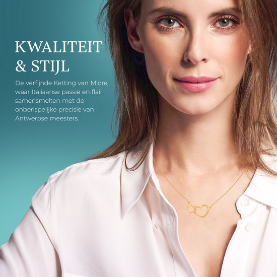 Miore - Collier Cœur en Or jaune - Femme - Or 9 Carats - Bijou hypoallergénique - Collier Pendentif Fait Main