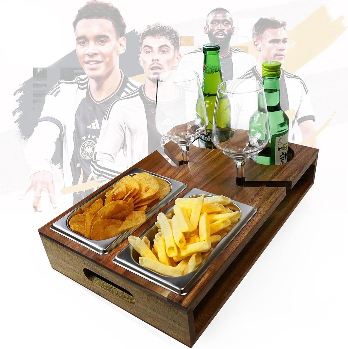 Goedkoopste Bankbar met bekerhouder - snackschalen van roestvrij staal - gepersonaliseerd
