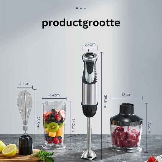 White-Label® Staafmixer Set - Hakmolen - Groentesnijder - Soepmaker - Draadloos - Zwart van White-Label — afbeelding 2
