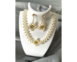 Handgemaakte kralen armband, oorbel en ketting set
