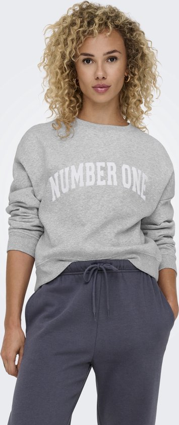 Only Trui Onlsweat Life L/s Crew O.size State 15254183 Light Grey Mela/number One Dames Maat - M