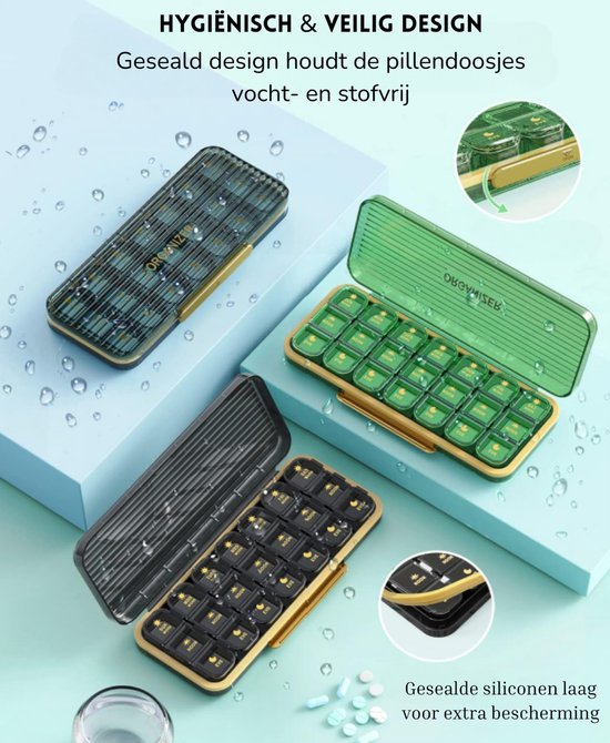 Pilulier 7 jours 3 compartiments – Boîtes à pilules amovible – Verrouillage solide – Utilisation hygiénique et sûre – Sans BPA