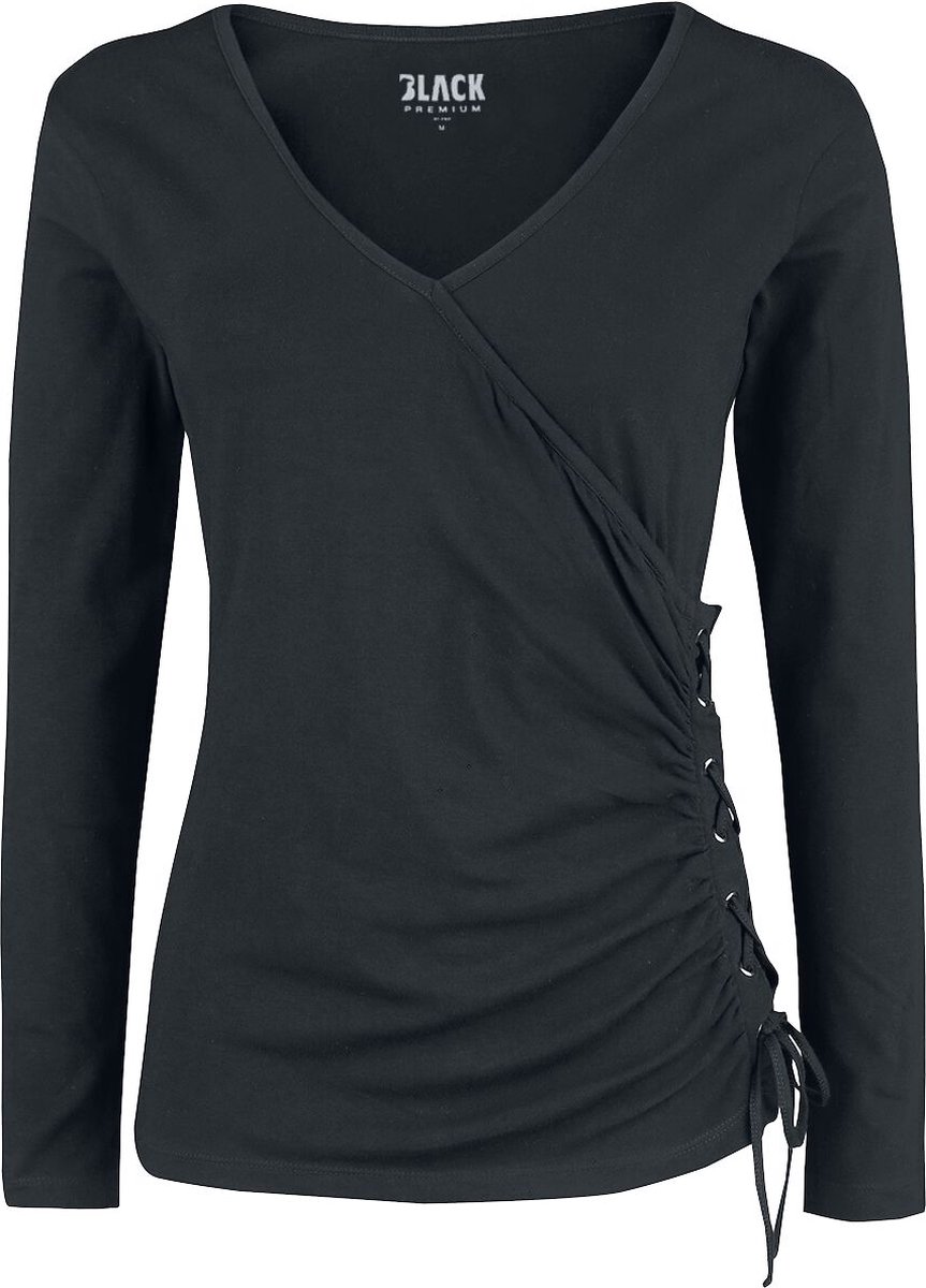 Black Premium by EMP Zwart longsleeve shirt met vetersluiting - Dames - M