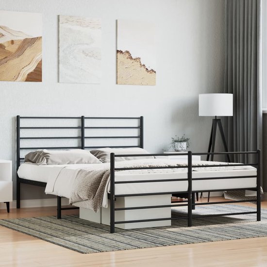 Tidyard Bedframe van metaal, bedframe voor matras, metalen roest, zwart, 180 x 200 cm, 7