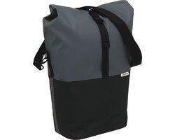 New Looxs Nyborg Single - Fietstas Enkel - Afneembare Schoudertas - 13 inch Laptopvak - Waterdicht Polyester - 17 liter - Zwart & Donker Grijs
