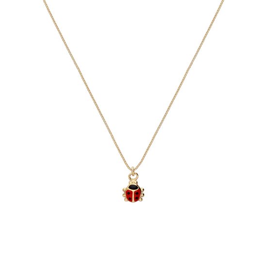 Lucardi Kinder Zilveren goldplated ketting lieveheersbeestje - Ketting - 925 Zilver - Goudkleurig - 38 cm