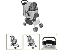 The Living Store Huisdierenwagen voor honden/katten opvouwbaar grijs - Wandelaar Voor Huisdieren - Hondentrolley - Kattenkar - Pet Trolley - Reiswagen Voor Huisdieren