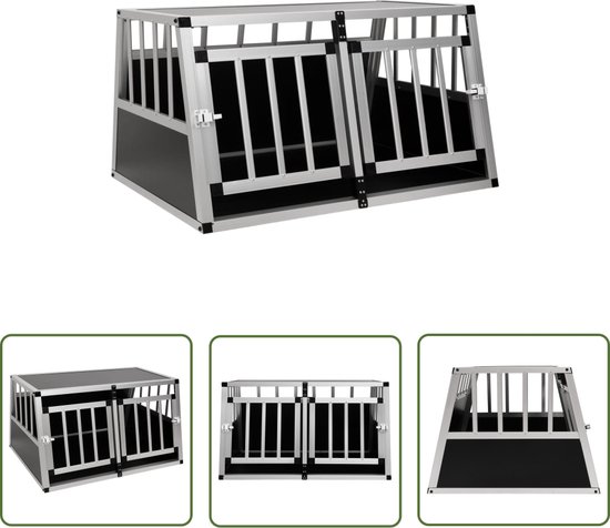 The Living Store Hondenbench met dubbele deur 89x69x50 cm - Hondenbench - Hondenkooi - Transportbench - Hondenvoertuig - Reizen Met Hond