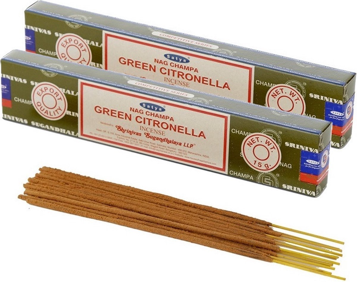 Satya Nag Champa wierrook stokjes citronella geur - 30x - Lichaam in balans - Meditatie - staafjes van 21 cm - 30 minuten Multi