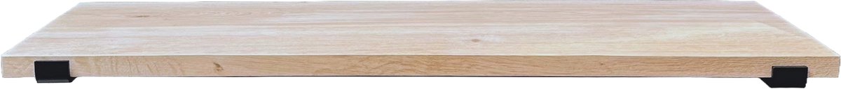 GoudmetHout® Wandplank Industrieel - 100 x 40 cm Muurplank - Eiken Hout - Decoratie Wandrek & Boekenrek - Hangplank Keuken - Wall Shelf + 2 Mat Zwarte Plankdragers van Staal