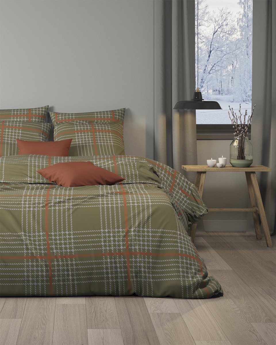 Mistral Home - DEKBEDOVERTREK - katoen renforcé - 260 x 240 cm + 2x 65 x 65 cm - extra breed - strepen - groen