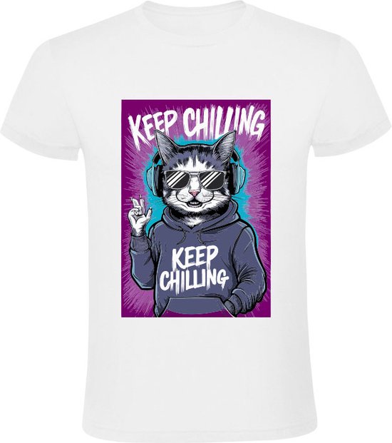 Keep Chilling Heren T-shirt - kat - hip - relax - chillen - grappig