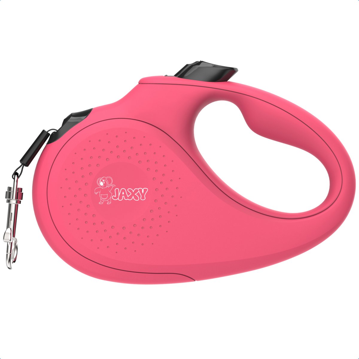 JAXY Hondenriem - Looplijn Hond - Rollijn Hond 5 Meter - Honden tot 50kg - Honden Riem - Grote Honden - L - Roze