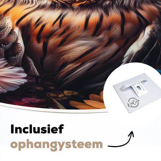 WallCircle - Cercle mural 90x90 - Hibou - Fleurs - Coloré - Nature - Tableaux ronds salon - Plaque murale ronde - Cercle de Décoration murale murale - Décoration de chambre à l'intérieur - Cercle mural de Décoration murale - Accessoires de maison