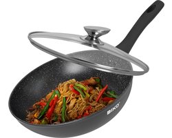 Wokpan inductie - 28 Cm - Pan Met Anti-Aanbaklaag - Wokpan met deksel Voor Alle Warmtebronnen- PFAS Vrij - Softtouch Koudgreep - Marmeren Coating - Wokpan inductie - 28 Cm - Pan Met Anti-Aanbaklaag - Wokpan met deksel Voor Alle Warmtebronnen- PFAS Vrij - Softtouch Koudgreep - Marmeren Coating -