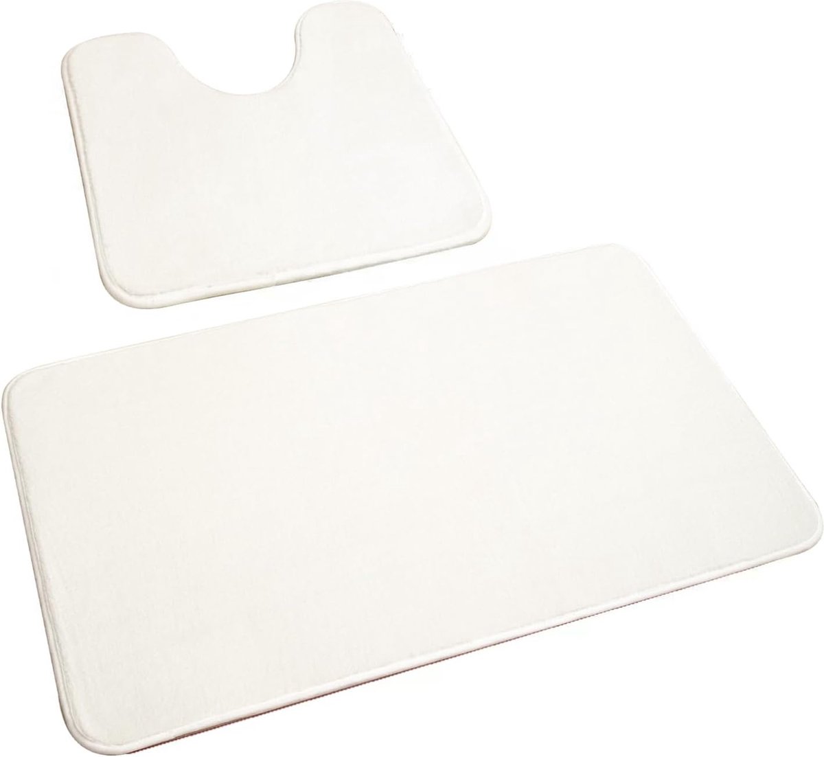 JGS ® Zachte en Absorberende Badmat Set met Uitsparing en Antislip, 2-Delig, Wit, 50 x 80 + 50 x 40 cm