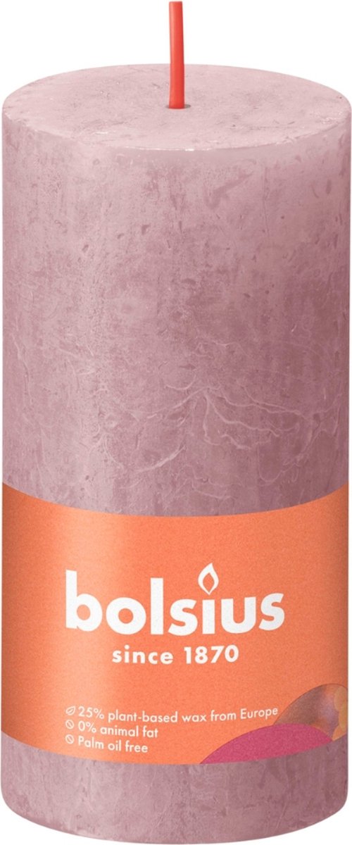 Bolsius Rustiek stompkaars - 100/50 - 1 Stuk - Ash Rose roze