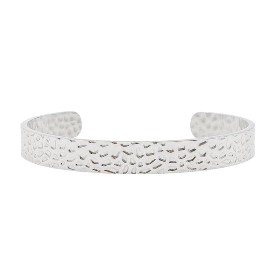 Marama - bracelet Noa Argent - bracelet pour femme - bracelet - acier inoxydable plaqué argent - légèrement pliable - martelé - cadeau pour femme