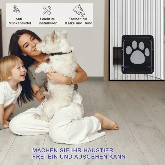 Vliegengaas huisdier klep met magneet - Kattendeur slot - Huisdier vliegenhordeur - Geschikt voor middelgrote en kleine honden en katten van Merkloos — afbeelding 3