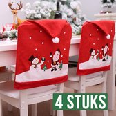 Allernieuwste .nl® 4 Pièces Housses de siège de Chaise de Noël Neige 1 - Décoration de Chaise Chapeau de Père Noël - Housse de Décoration de Chaise de Dîner de Noël - Housse de Dossier Housse de Chaise - 62x50cm Rouge Wit