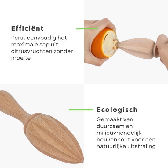 Handmatige Citruspers - Handpers - Citroenpers - Limoenpers - 15 cm - Beukenhout - Inclusief EBOOK van Merkloos — afbeelding 2
