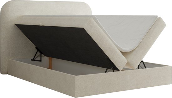 Lit à sommier tapissier 07 (Bonell, Topper, Bouclé, lit double tête de lit rembourrée avec sommier à lattes) - Gris clair (Anthology 15)