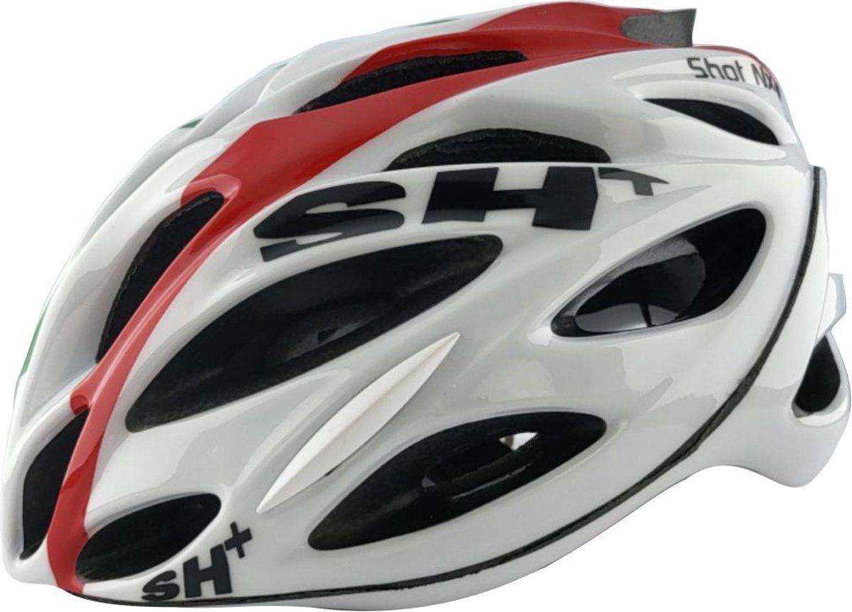 SH+ Fietshelm - SHOT NX - Unisex - Lichtgewicht 230 gram - 28 Ventilatiegaten - Gemaakt in Italië - Voor een hoofdomtrek van 55 tot en met 60 CM - Wit Italiaanse vlag