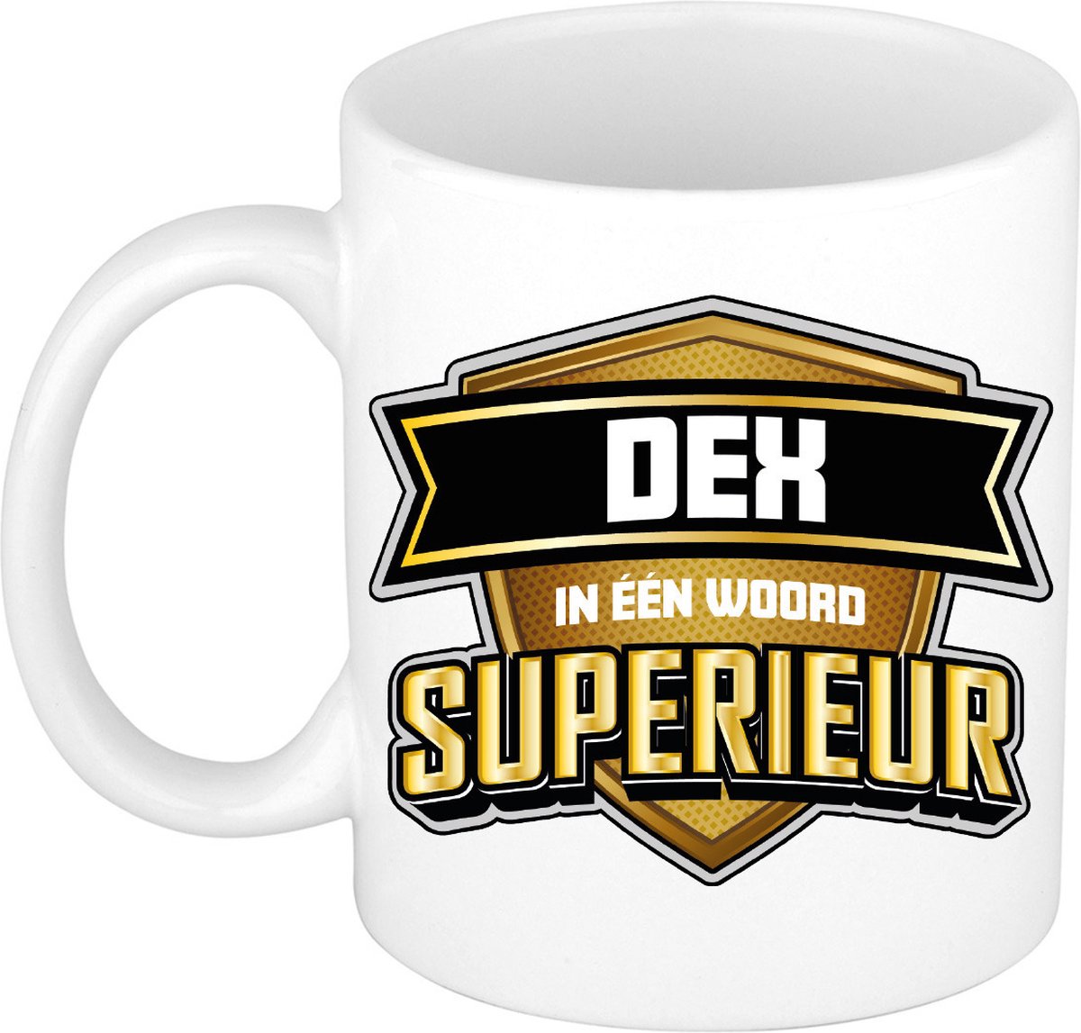 Bellatio Decorations Naam mok Dex - wit - Superieur - keramiek - 300 ml - collega beker - cadeau