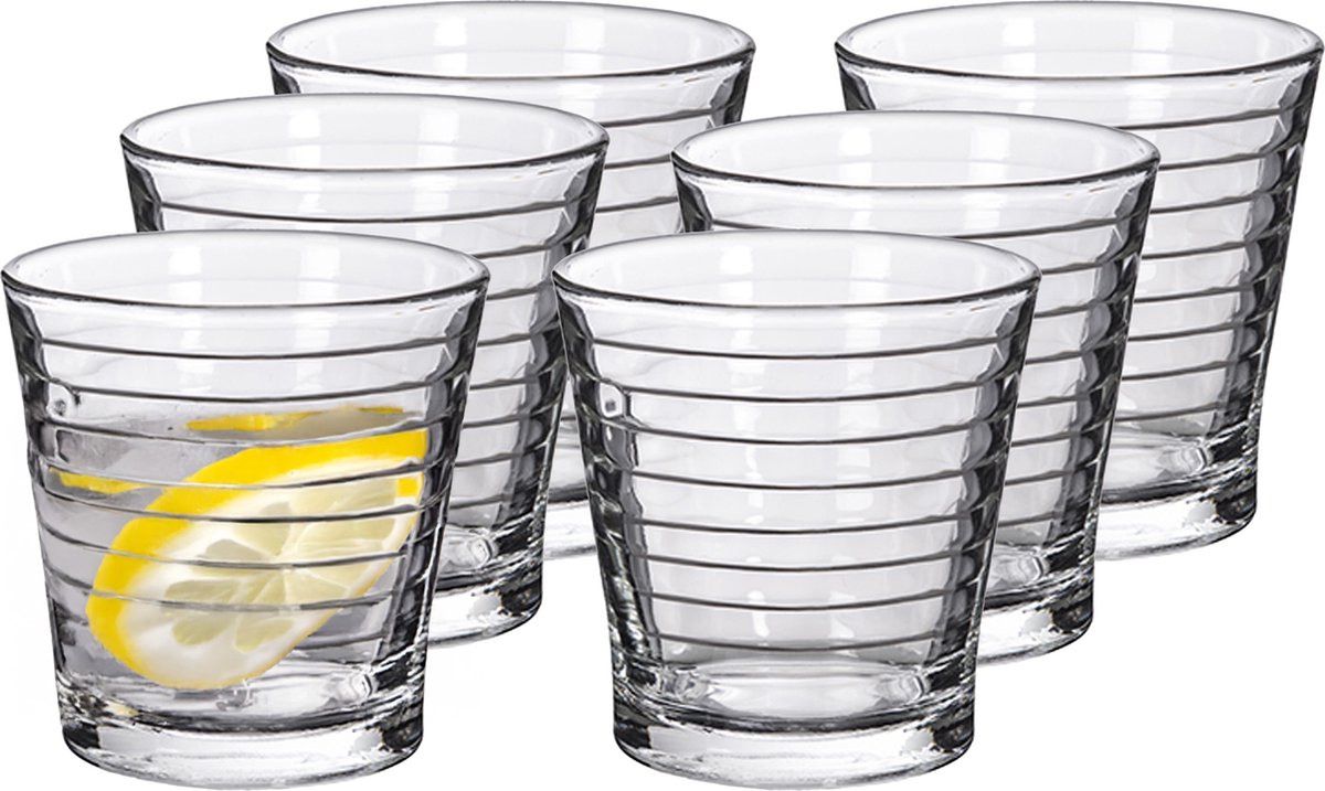 Alessandro Drinkglazen Anillos Crystal - 6x stuks - glas - 280 ml - H9 cm - waterglazen - Frisdrank - Sapglazen
