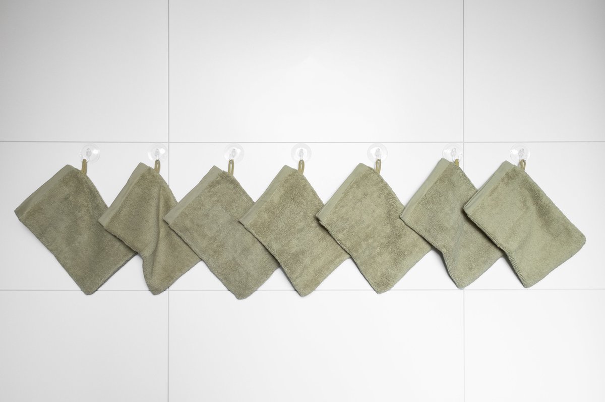 RELAKZ - Fog Green - Washandjes - Set 7 Stuks - Luxe Katoen - 700 GSM - Zacht en Hoog Absorberend