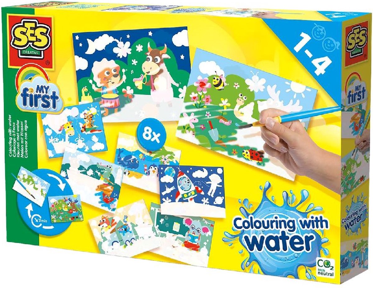 SES Creative - My First - Kleuren met Water Megaset - Verborgen dieren – Verven - zonder geknoei - inclusief 8 kleurplaten en kwast - steeds opnieuw te gebruiken – 1 tot 4 jaar — afbeelding 6