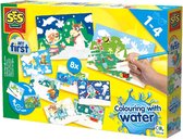 SES Creative - My First - Kleuren met Water Megaset - Verborgen dieren – Verven - zonder geknoei - inclusief 8 kleurplaten en kwast - steeds opnieuw te gebruiken – 1 tot 4 jaar