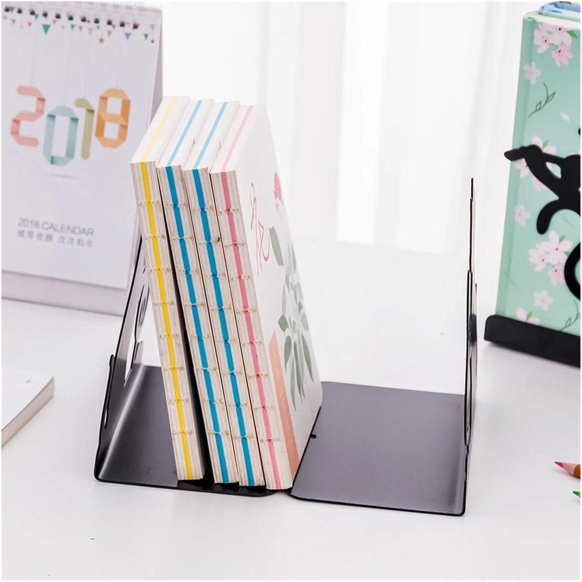 Nevolis Standing Magazines Practical Iron Home Office Non-skid Cat Bookend- Black Organizer Catalogs Tables Accessories . multi color