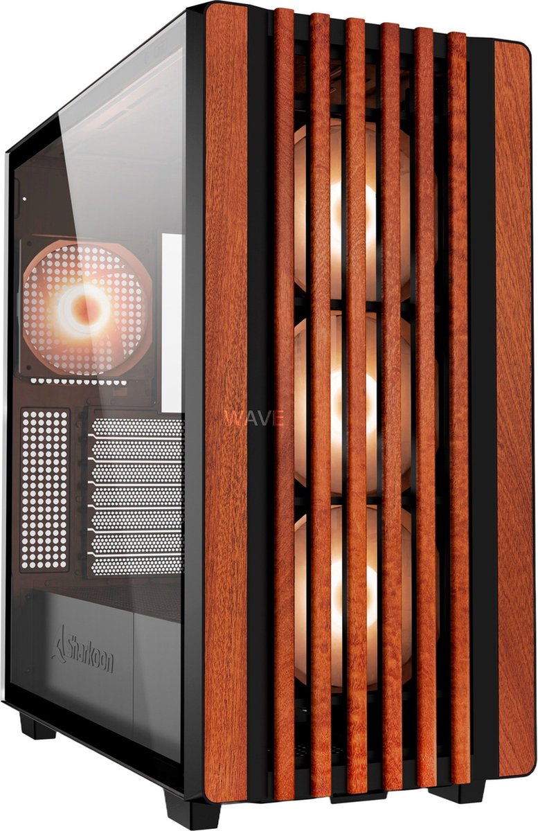 Sharkoon Rebel C70G RGB - Midi Tower - Mini-ITX, Micro-ATX, ATX - geen voeding (ATX) - 3x 2.5", 3x 3.5" - 2x USB 3.0 - 1x USB C - gehard glas - zwart