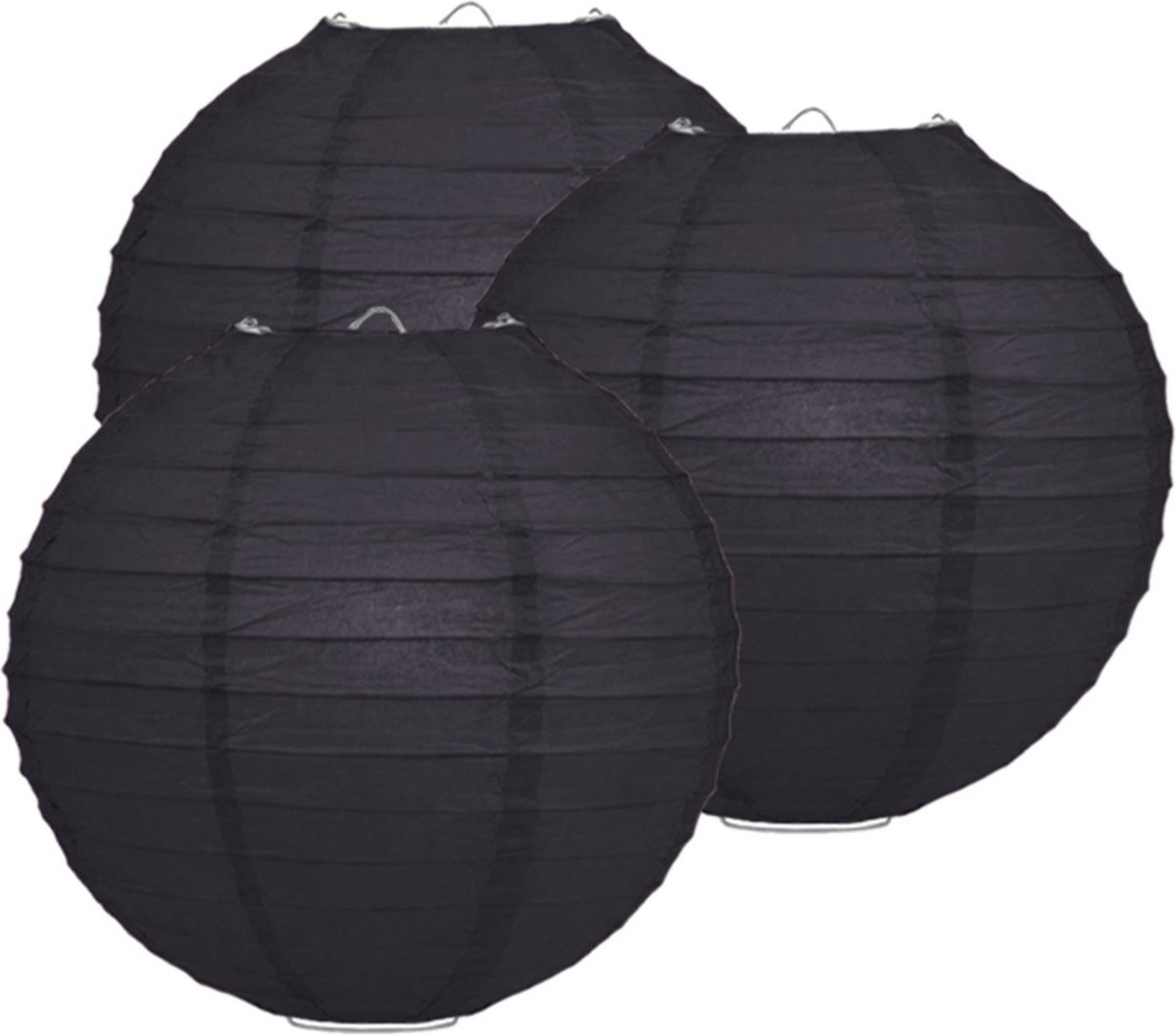 Luxe bol feest lampion - 6x - zwart - dia 35 cm - papier - Feestartikelen/versieringen - Halloween