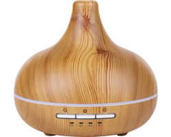 Grundig Aroma Diffuser Luchtbevochtiger 300ml- Elektrische Geurverspreider Met LED Verlichting en Timer - Aromatherapie Met Etherische Oliën - Geur Verspreider - Bamboe