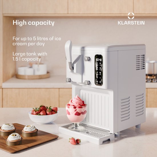 Klarstein SweetSwirl ijsmachine - 3-in-1 voor ijs, milkshakes en smoothies, 1,5 liter tank, touchscreen, koelstand, reinigingsfunctie, wit - voor Feest - Snel - Display - Ice Maker - Ice Cube Maker - IJsmaker - IJsblokjesmaker van Klarstein — afbeelding 3