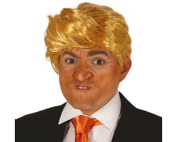 Fiestas Verkleedpruik Donald Trump - Amerikaanse president voor heren - blond - Carnaval/Foute Party